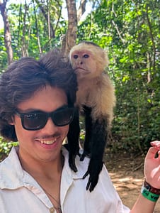 jude and white faced capuchin monkey at Gumbalimba Park